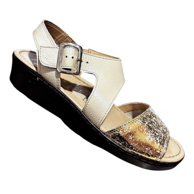 Romulo Sandalia Cuero Crema x Perla Mujer Talla 38 Ref 5002 